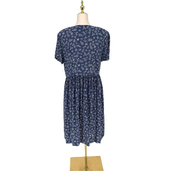 VTG 90s Leslie Fay Paisley Button Down Midi Dress Size 10 Short Sleeve Feminine - Picture 8 of 12